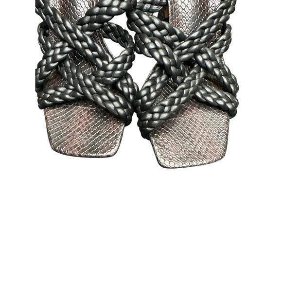Sam Edelman Black Square Toe Braided Marjorie Slip On High Heel Sandals Size 7 - Picture 3 of 7